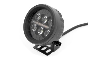 LED Light Pair - Rough Country - Black Series Round, 3.5 Inch, Amber DRL - Black